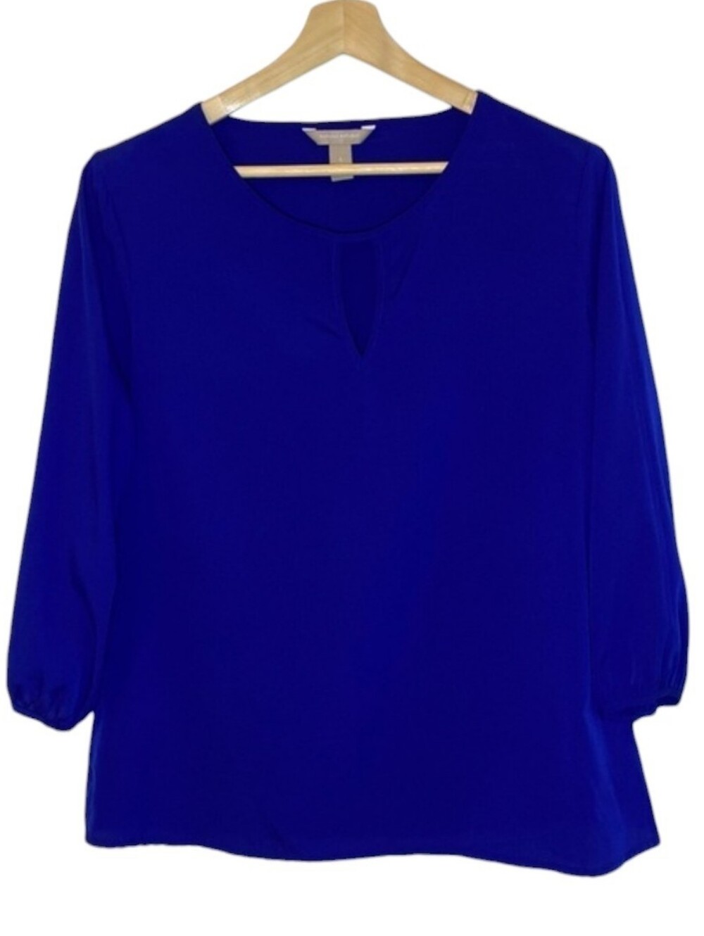 Banana Republic | Cobalt Blue ¾ Sleeve Blouse w|keyhole Accent